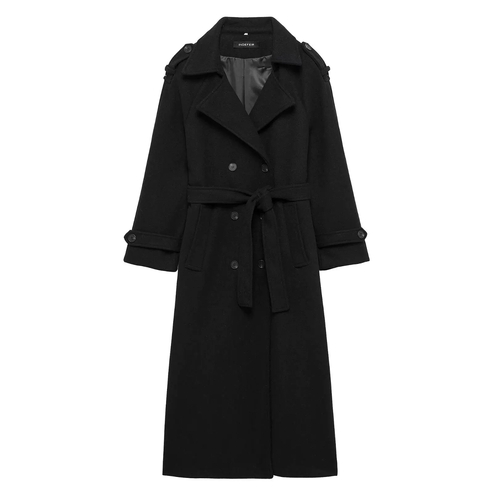 Trench Coat Formal - Женский модный черный тренчкот с двубортной