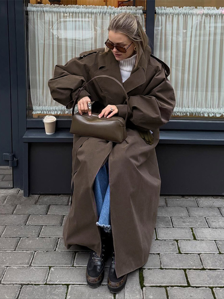 Trench Coat Formal - Свободная однотонная ветровка для женщин с