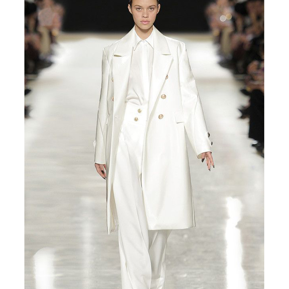Trench Coat Formal - Роскошный атласный белый женский двубортный плащ,
