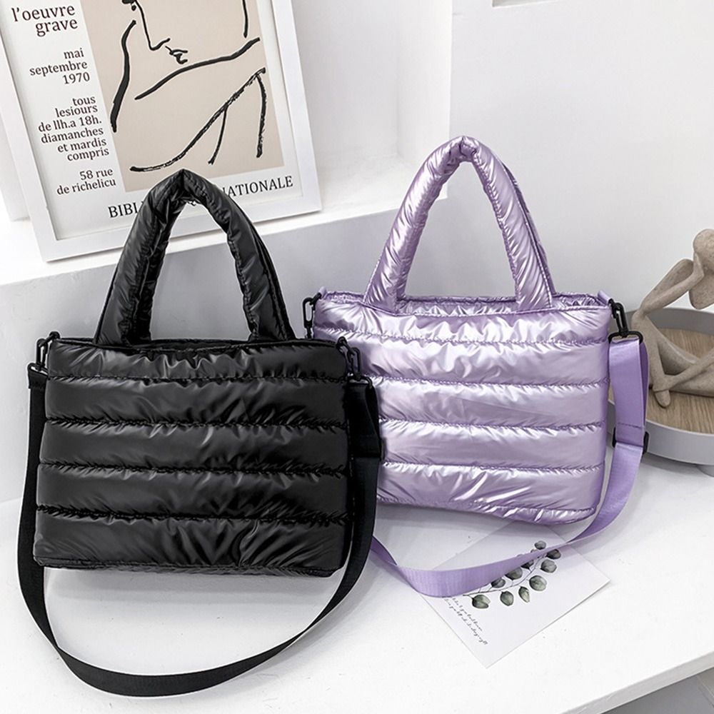 Shoulder Bag Structured - Женская сумка-тоут-пуховик, стеганая пышная сумка, легкая