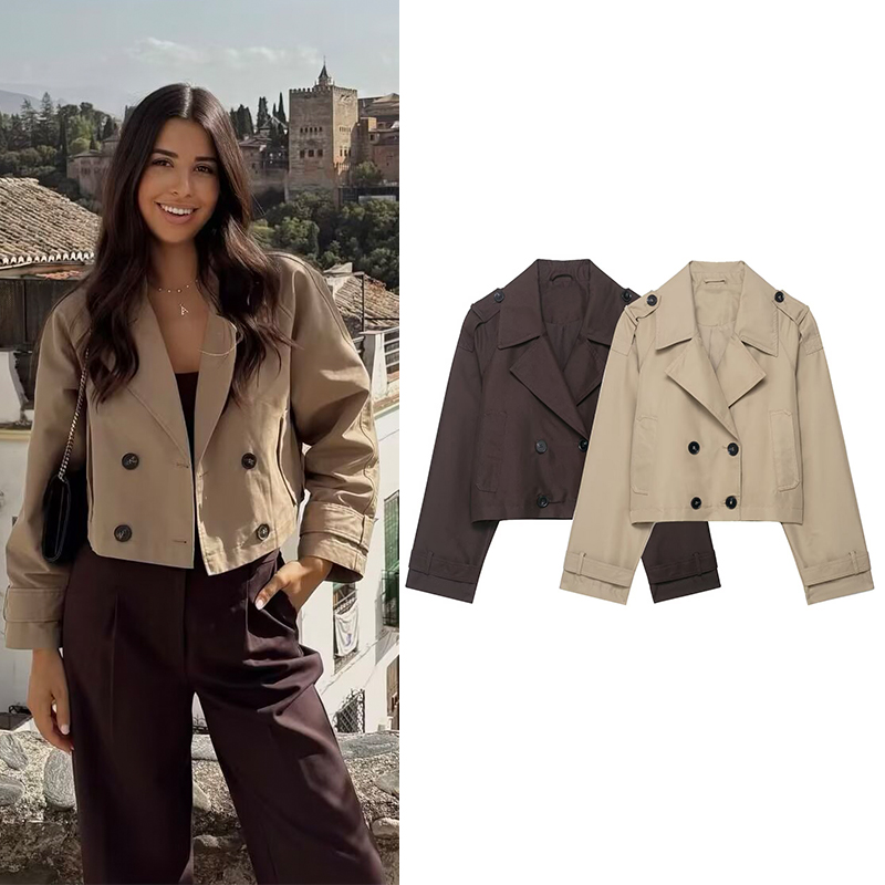 Trench Coat Formal - Женский модный двубортный короткий плащ с
