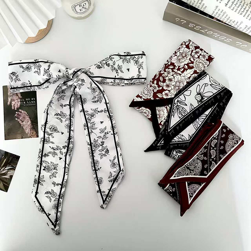 Scarf Silk Neck - Элегантный женский шелковый платок-лента для волос,