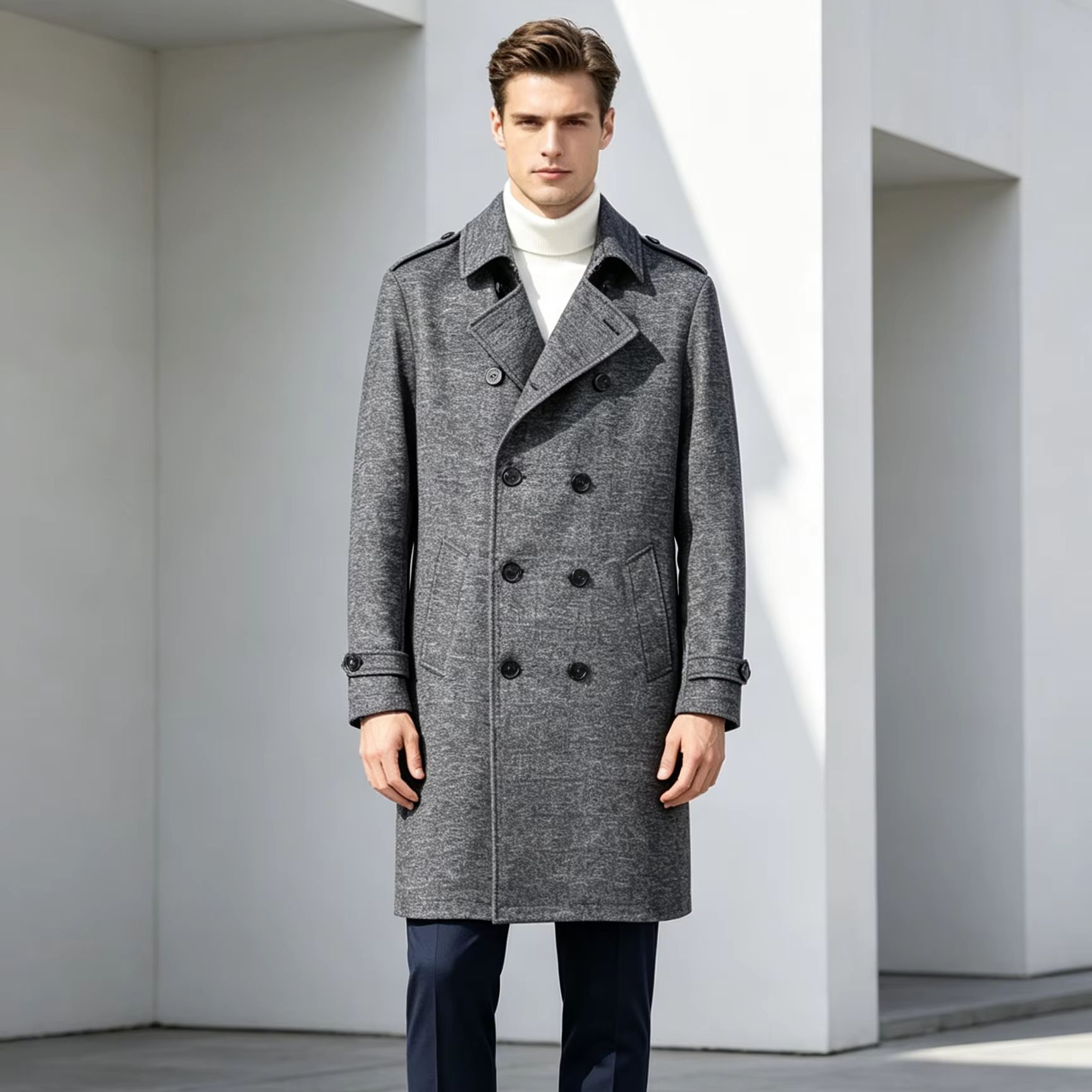 Мужское длинное пальто из 100% – обзор и цена Trench Coat Formal