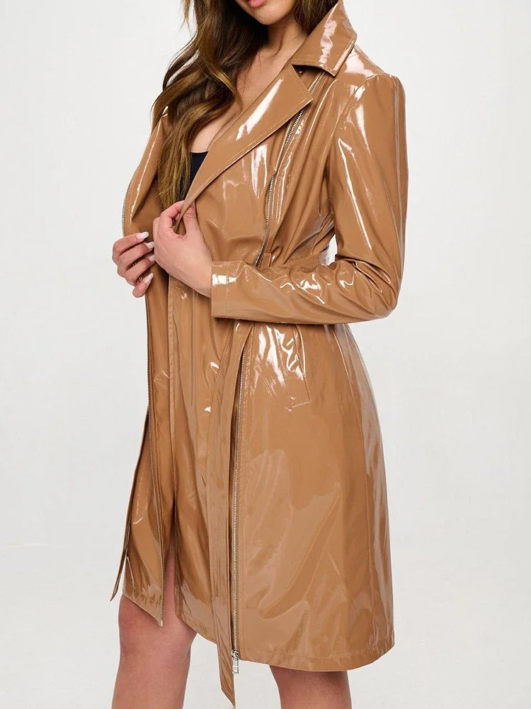 Женский Блестящий Тренч из иск – обзор и цена Trench Coat Formal